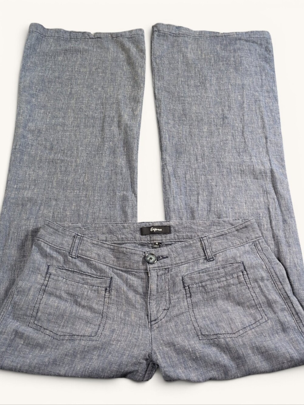 Express Linen Pants Navy Blue Size 4 Y2K